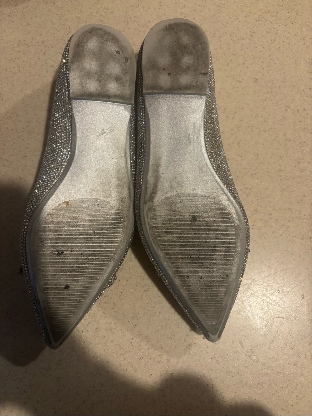 Steve Madden Silver Crystal Bow Pointed Flats with Rhinestone Detail - Picture 5 of 5